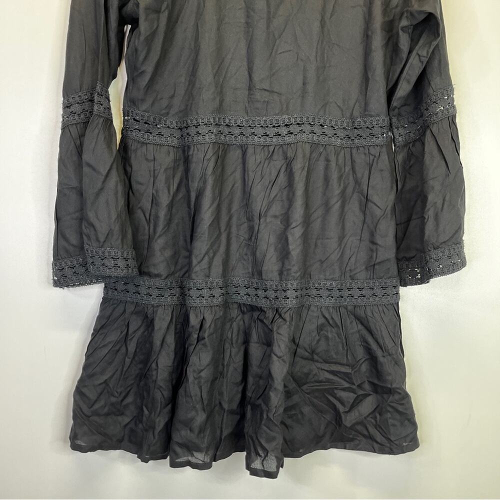 Raviya Lace Inset Button Front Black Cover Up dress black - XS - Picture 9 of 12